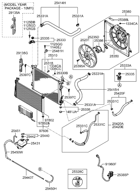 1998 Hyundai Sonata  Hose Assembly-Oil Cooling Diagram for 254203K270
