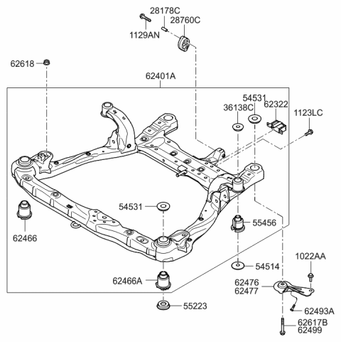 1996 Hyundai Sonata  Bolt Diagram for 624933K000