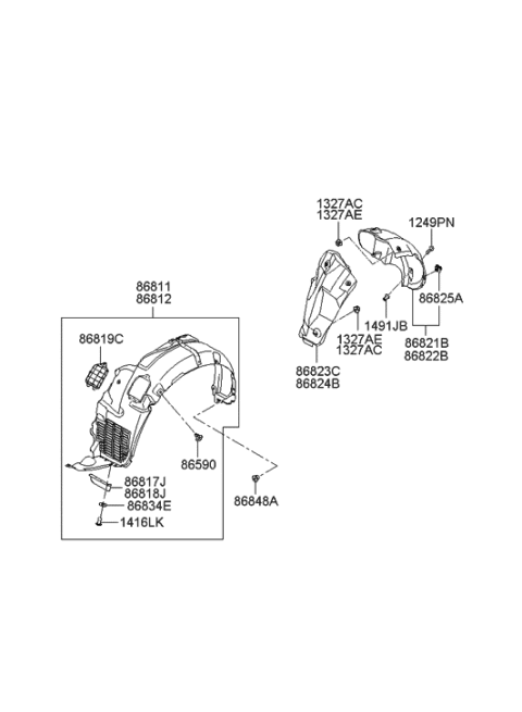 1993 Hyundai Sonata Rear Wheel Guard Assembly, Left Diagram for 868213L000