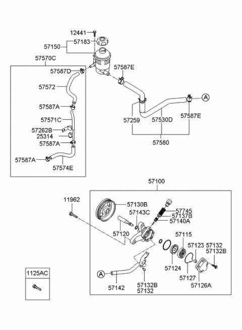1993 Hyundai Sonata Tube-Return Diagram for 575713L000