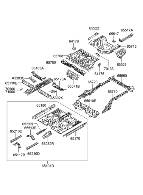 1993 Hyundai Sonata  Reinforcement Diagram for 655763L100