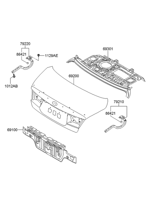 1997 Hyundai Sonata  Panel Assembly-Rear Package Tray Diagram for 693003L200