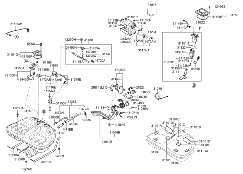 1993 Hyundai Sonata  Packing-Fuel Pump Diagram for 311013L060