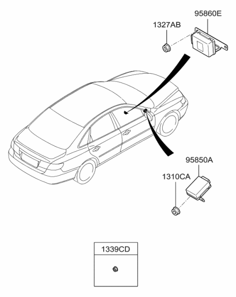 1997 Hyundai Sonata  Module Assembly-Rear Curtain Diagram for 958603L000