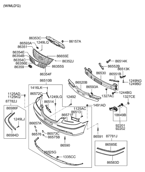 1998 Hyundai Sonata  Cr Piece3-Radiator Diagram for 863553L350