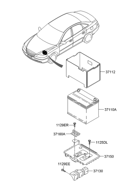 1998 Hyundai Sonata  Insulation Pad-Battery Diagram for 371123S200