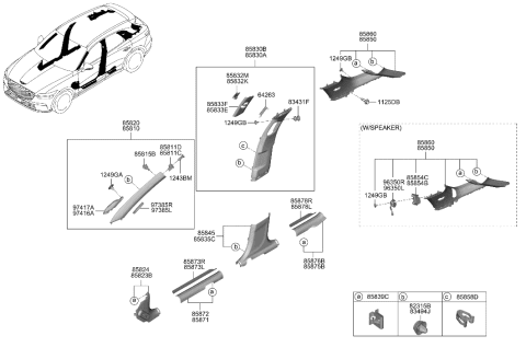 2019 Hyundai Accent Cover-Center Pillar Trim, LH Diagram for 858393K000