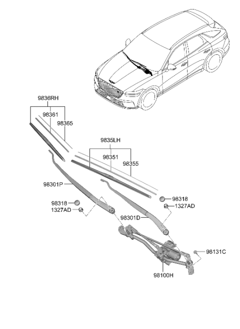2019 Hyundai Accent  BLADE ASSY-WIPER, DRIVER Diagram for 98350J7000