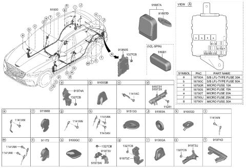 2019 Hyundai Accent  WIRING ASSY-NORM CHGE OUTL CBL Diagram for 91686GI020