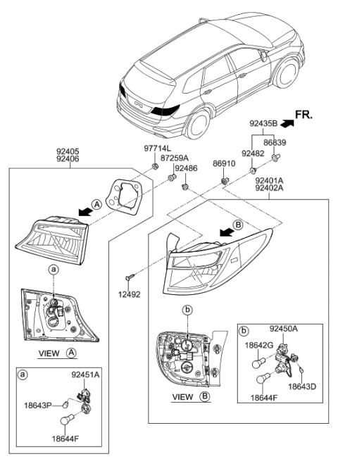 2012 Hyundai Sonata  Bulb Diagram for 1864227008L