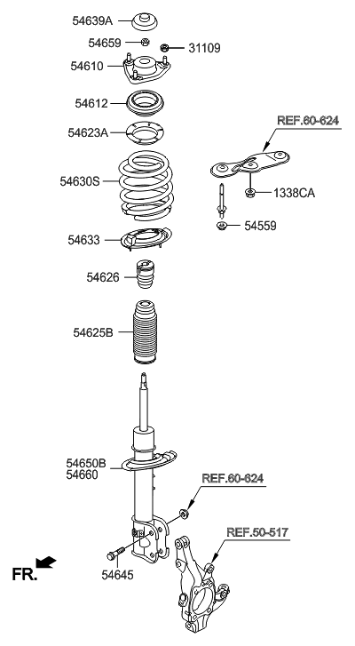 2013 Hyundai Sonata  Strut Assembly, Front, Right Diagram for 54661B8101