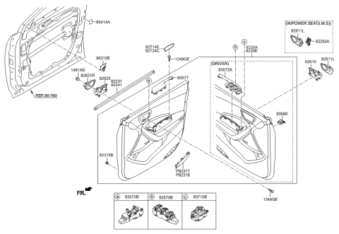2014 Hyundai Sonata  Weatherstrip-Front Door Belt Inside LH Diagram for 822312W000
