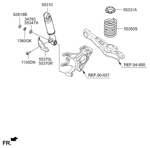 2012 Hyundai Sonata  Rear Shock Absorber Assembly Diagram for 55310B8450