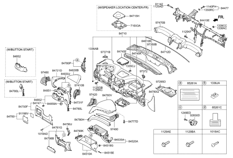 2012 Hyundai Sonata  Pad-Crash Pad Main Diagram for 847182W000