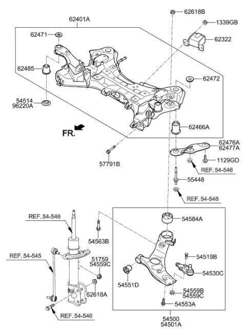 2014 Hyundai Sonata  Bush-Front Lower Arm"A" Diagram for 545513R000