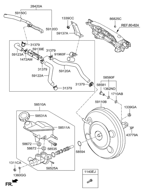 2013 Hyundai Sonata  Reservoir-Master Cylinder Diagram for 585112W400