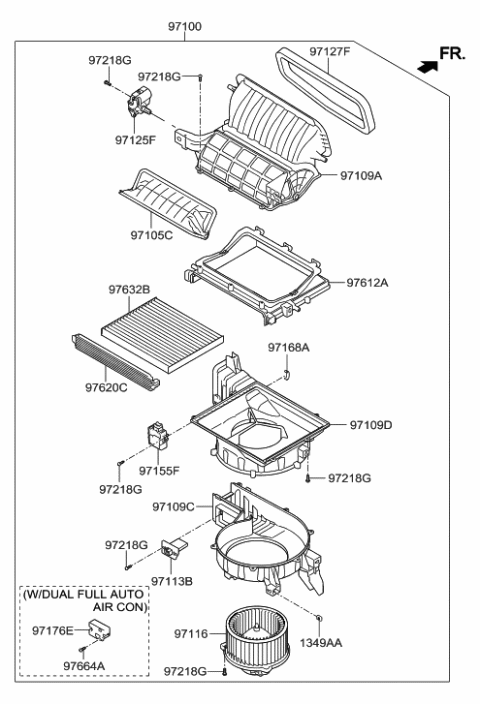 2012 Hyundai Sonata  Case-Blower, Upper Diagram for 97111B8000