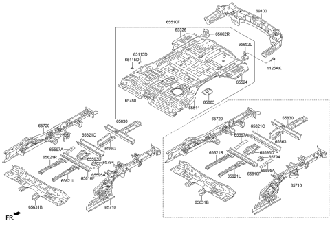 2013 Hyundai Sonata Panel-Rear Floor Side, LH Diagram for 65532B8000