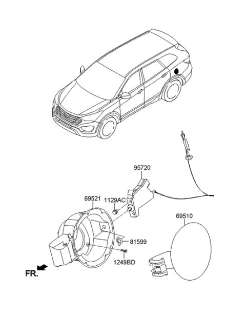 2014 Hyundai Sonata  Housing Assembly-Fuel Filler Diagram for 69513B8000