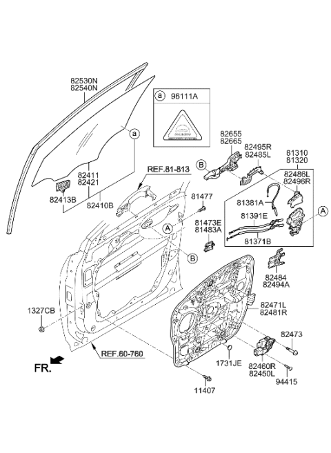 2012 Hyundai Sonata  Front Left-Hand Door Module Panel Assembly Diagram for 824712W010