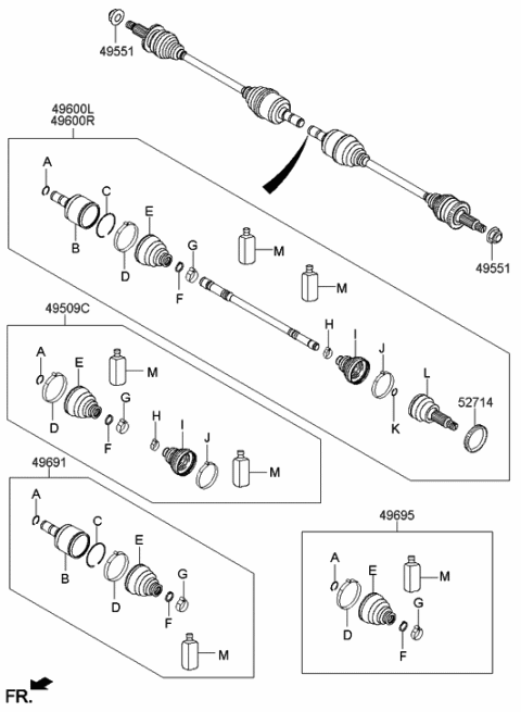 2013 Hyundai Sonata  Shaft Assembly-Drive Rear, RH Diagram for 496012W050