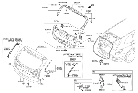 2013 Hyundai Sonata  Bumper-Tail Gate Guide Diagram for 817382E000