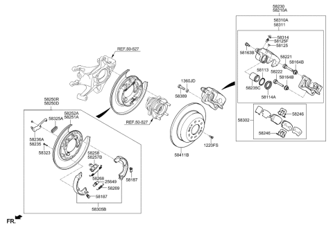 2013 Hyundai Sonata Brake Assembly-Rear Wheel, LH Diagram for 582102W000