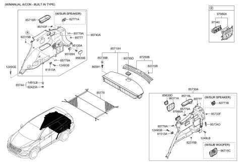 2014 Hyundai Sonata Trim Assembly-Luggage Side RH Diagram for 85740B8000NBC