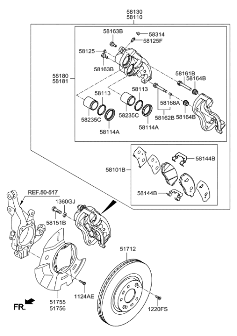 2012 Hyundai Sonata Cover-Front Brake Disc Dust RH Diagram for 517562W000