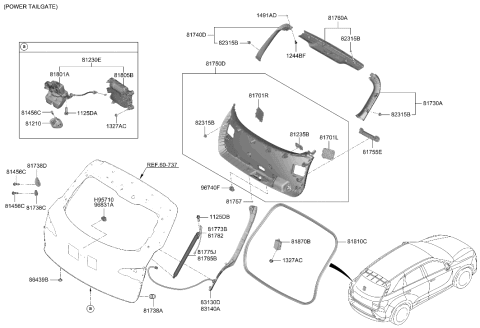2023 Hyundai Genesis GV80 Plug-Drain Hole Diagram for 81746D2000