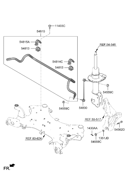 2020 Hyundai Genesis G70  Bush-Stabilizer Bar Diagram for 54813D3000