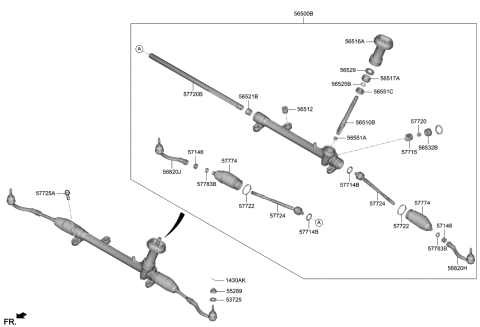 1997 Hyundai Elantra  Gear Assembly-Steering Diagram for 56500M5000