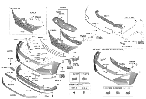 2020 Hyundai Genesis G70  Bumper Lip, Front Diagram for 86591M5000