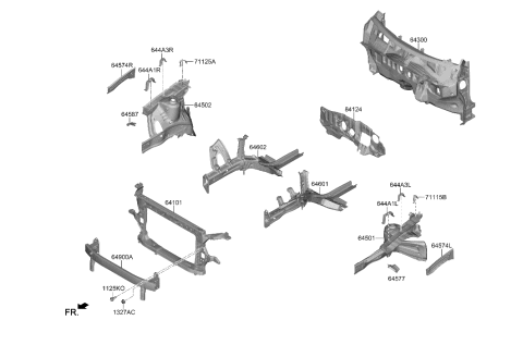 2022 Hyundai Kona N Panel Assembly-FNDR Apron, LH Diagram for 64501K2000