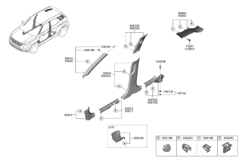 2022 Hyundai Kona N Trim Assembly-FR Pillar LH Diagram for 85810K2000MMH