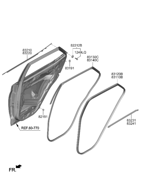 2007 Hyundai Elantra W/STRIP-RR Dr Belt I/S RH Diagram for 83241K2000