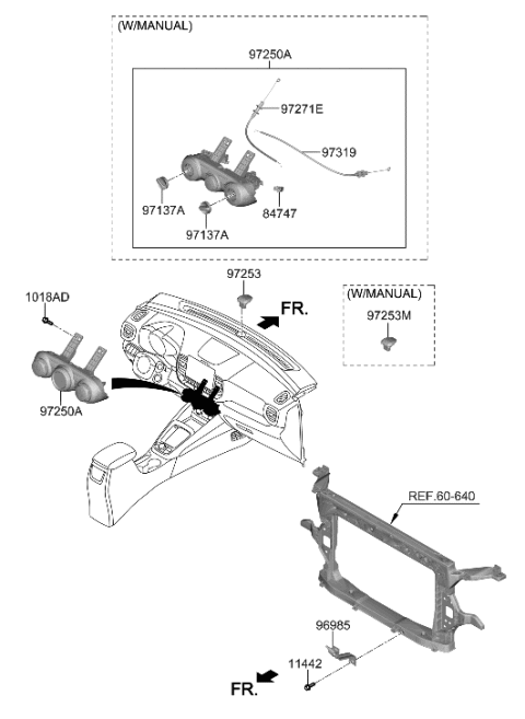 2018 Hyundai Kona Heater Control Assembly Diagram for 97250K2390WSP
