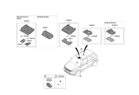2018 Hyundai Kona Vanity Lamp Assembly, Right Diagram for 928923S000MMH