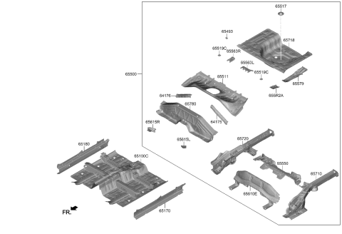 2007 Hyundai Elantra Panel Assembly-Rear Floor, RR Diagram for 65513K2000