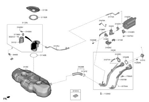 2018 Hyundai Kona  Filler Neck Assembly-Fuel Diagram for 31030K2500