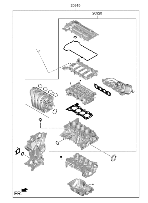 2007 Hyundai Elantra  Gasket Kit-Engine Overhaul Diagram for 209102MU01