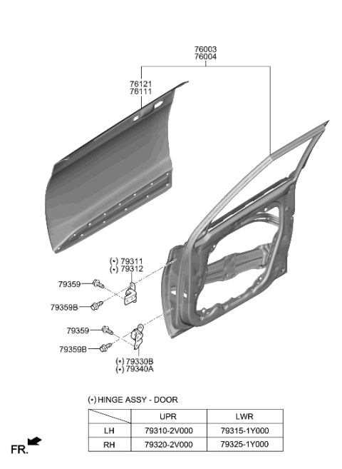 2023 Hyundai Kona Electric  Hinge Assembly-Front Door, RH Diagram for 793202V000
