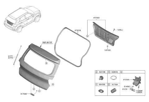 2022 Hyundai Kona N Bumper-T/GATE OVERSLAM Diagram for 81738K2000
