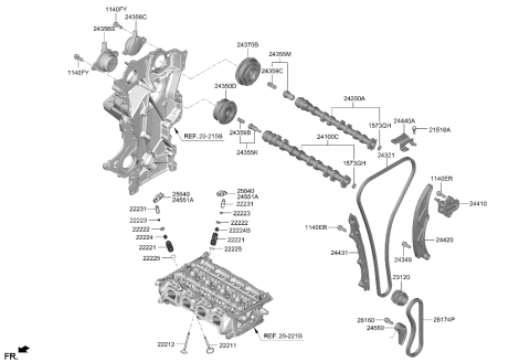 2018 Hyundai Kona  OCV & CENTER BOLT ASSY, IN Diagram for 2435507000