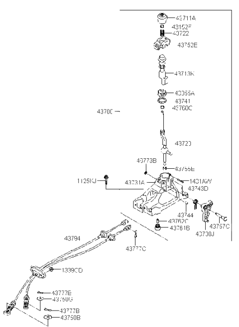 2021 Hyundai Venue  Lever Complete-Gear Shift Diagram for 437002B210HZ