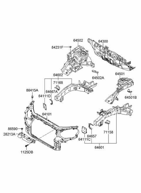 2010 Hyundai Sonata Panel Assembly-Fender Apron, LH Diagram for 645010W500