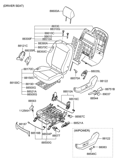 2021 Hyundai Venue Knob-Front Seat Recliner, LH Diagram for 880120W600HZ
