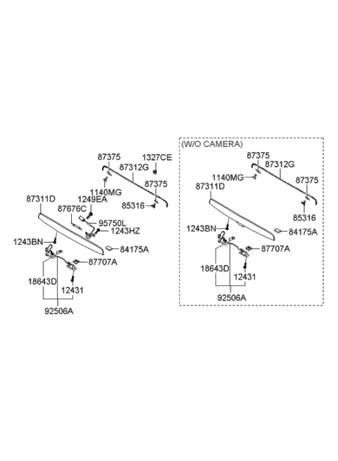2021 Hyundai Venue  Camera Assembly-Back View Diagram for 957502B500