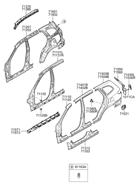 2021 Hyundai Venue  Pillar Assembly-Front Inner, RH Diagram for 712020W000