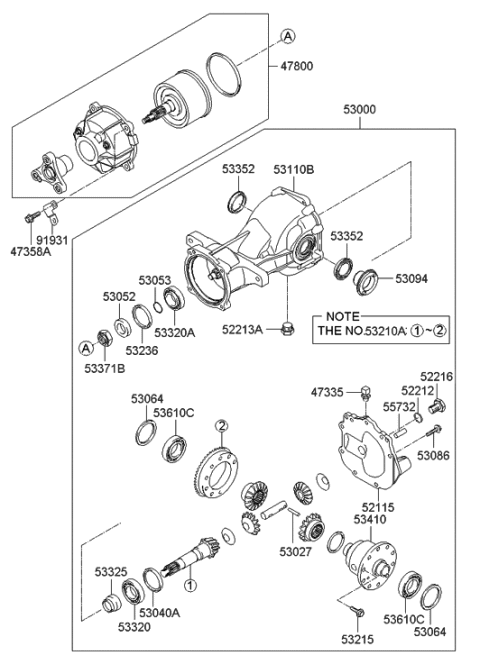 2010 Hyundai Sonata  Carrier Assembly Diagram for 530103B400
